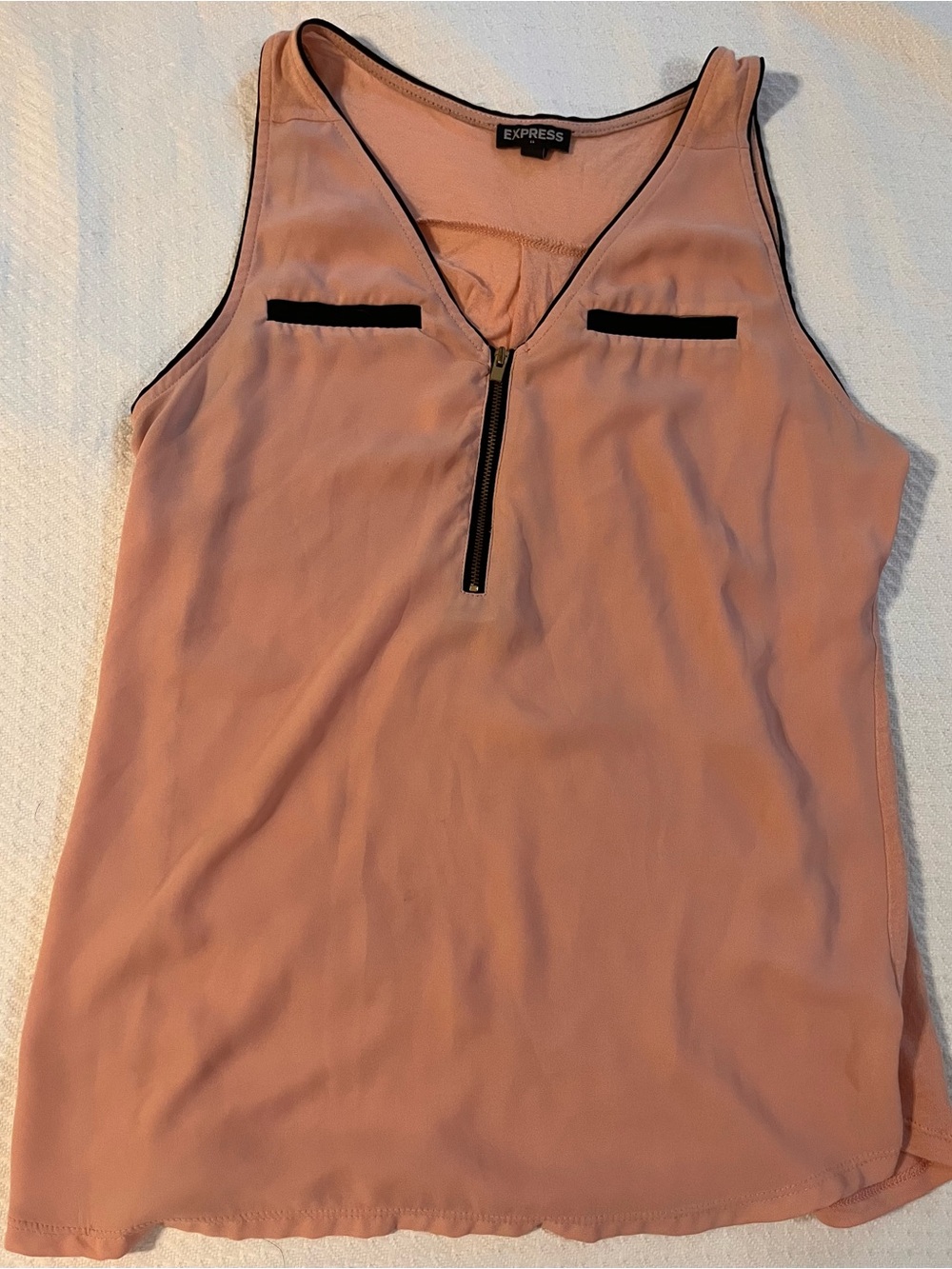 Express Women's Mauve Zip-Front Sleeveless Top